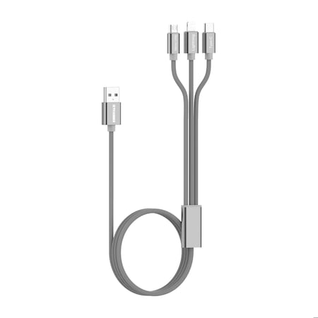 Emerald Grey 6FT 3 in 1 USB Charging Cable 2.4A, Universal Fast Charging Cord Connector EE-316-GRY